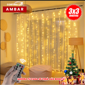 CORTINA DE LUCES 3X3 METROS CALIDA Y MULTICOLOR  CON CONTROL REMOTO