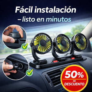 VENTILADOR TRIPLE PARA AUTO 360° – 12V